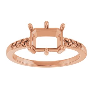14K Rose Gold 8x6 mm Emerald Ring Mounting – image 6
