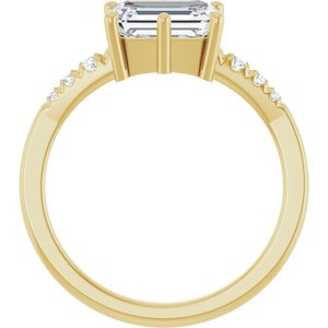 14K Yellow Gold 8x6 mm Emerald Ring Mounting – image 3