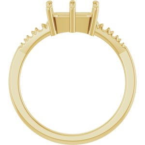 10K Yellow Gold 8x6 mm Emerald Ring Mounting – image 4
