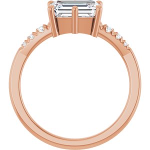 18K Rose Gold 8x6 mm Emerald Ring Mounting – image 3
