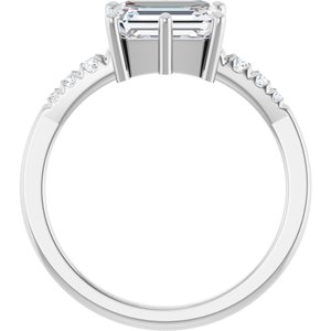 14K X1 White Gold 8x6 mm Emerald Ring Mounting – image 3