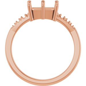 18K Rose Gold 8x6 mm Emerald Ring Mounting – image 4