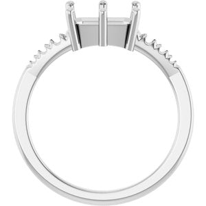 Sterling Silver 8x6 mm Emerald Ring Mounting – image 4