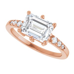 18K Rose Gold 8x6 mm Emerald Ring Mounting – image 8