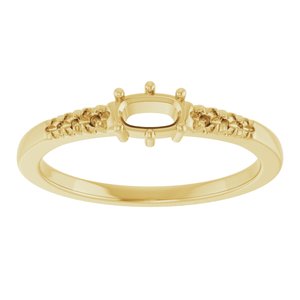 10K Yellow Gold 5x3 mm Elongated Cushion Ring Mounting – image 6