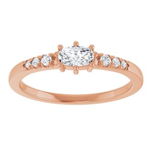 14K Rose Gold 5x3 mm Elongated Cushion Ring Mounting – image 5