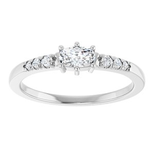 14K White Gold 5x3 mm Elongated Cushion Ring Mounting – image 5