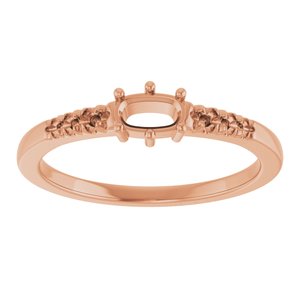 18K Rose Gold 5x3 mm Elongated Cushion Ring Mounting – image 6
