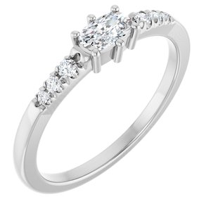 14K White Gold 5x3 mm Elongated Cushion Ring Mounting
