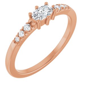 10K Rose Gold 5x3 mm Elongated Cushion Ring Mounting
