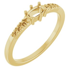 18K Yellow Gold 5x3 mm Elongated Cushion Ring Mounting – image 2