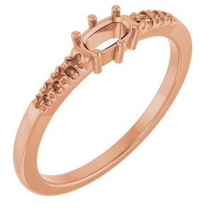 18K Rose Gold 5x3 mm Elongated Cushion Ring Mounting – image 2