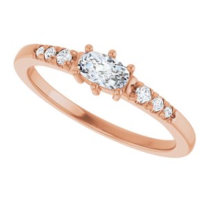 18K Rose Gold 5x3 mm Elongated Cushion Ring Mounting – image 8