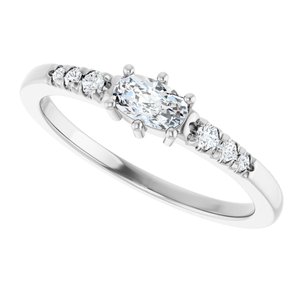 14K White Gold 5x3 mm Elongated Cushion Ring Mounting – image 8