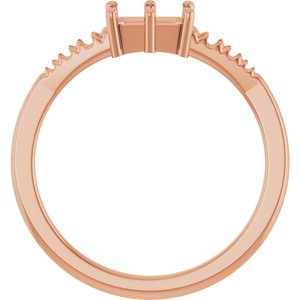 10K Rose Gold 6x4 mm Emerald Ring Mounting – image 4