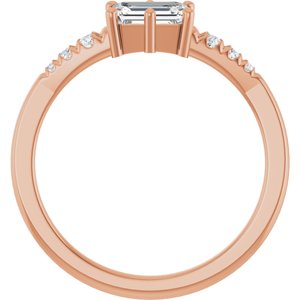 10K Rose Gold 6x4 mm Emerald Ring Mounting – image 3