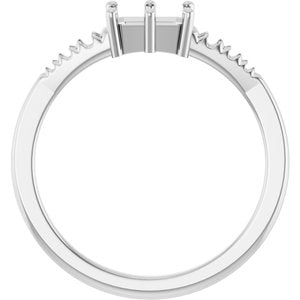 14K X1 White Gold 6x4 mm Emerald Ring Mounting – image 4