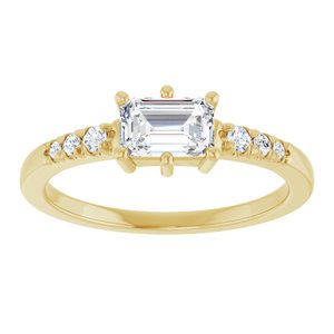 10K Yellow Gold 6x4 mm Emerald Ring Mounting – image 5