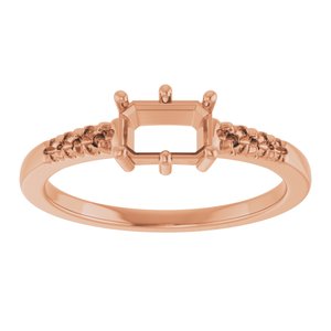 14K Rose Gold 6x4 mm Emerald Ring Mounting – image 6