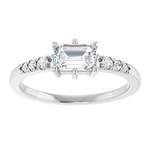 14K White Gold 6x4 mm Emerald Ring Mounting – image 5