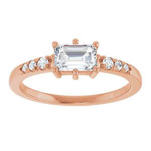 10K Rose Gold 6x4 mm Emerald Ring Mounting – image 5