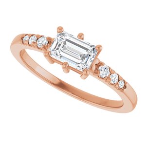 10K Rose Gold 6x4 mm Emerald Ring Mounting – image 8