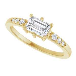 10K Yellow Gold 6x4 mm Emerald Ring Mounting – image 8