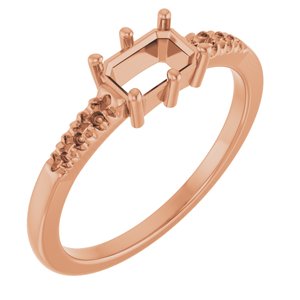 10K Rose Gold 6x4 mm Emerald Ring Mounting – image 2