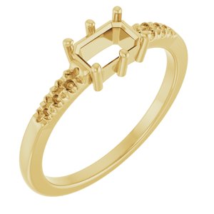 10K Yellow Gold 6x4 mm Emerald Ring Mounting – image 2