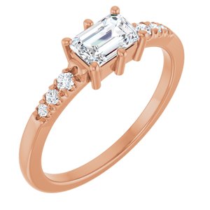 10K Rose Gold 6x4 mm Emerald Ring Mounting