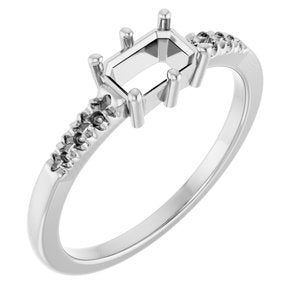 Sterling Silver 6x4 mm Emerald Ring Mounting – image 2