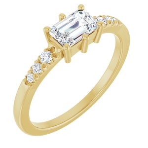 10K Yellow Gold 6x4 mm Emerald Ring Mounting