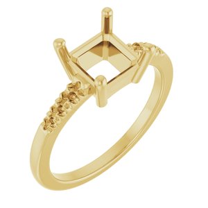 14K Yellow Gold 7x7 mm Asscher Ring Mounting – image 2