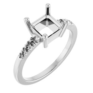 Platinum 7x7 mm Asscher Ring Mounting – image 2