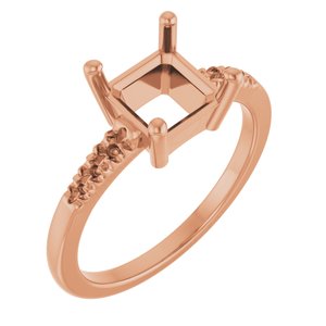 18K Rose Gold 7x7 mm Asscher Ring Mounting – image 2
