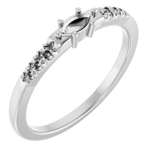 10K White Gold 5x2.5 mm Marquise Ring Mounting – image 2