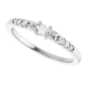 14K White Gold 5x2.5 mm Marquise Ring Mounting – image 8