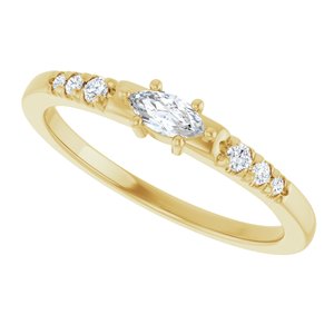 10K Yellow Gold 5x2.5 mm Marquise Ring Mounting – image 8