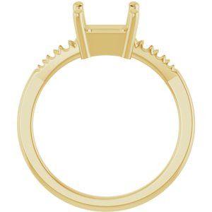 10K Yellow Gold 7x7 mm Asscher Ring Mounting – image 4