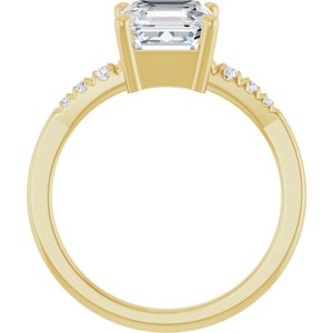 14K Yellow Gold 7x7 mm Asscher Ring Mounting – image 3
