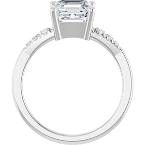 Platinum 7x7 mm Asscher Ring Mounting – image 3
