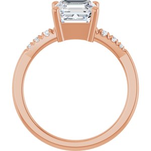 10K Rose Gold 7x7 mm Asscher Ring Mounting – image 3
