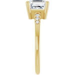 10K Yellow Gold 7x7 mm Asscher Ring Mounting – image 7