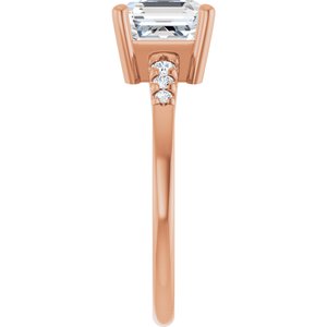 14K Rose Gold 7x7 mm Asscher Ring Mounting – image 7