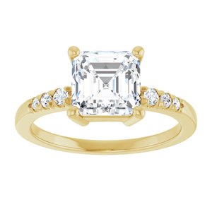 10K Yellow Gold 7x7 mm Asscher Ring Mounting – image 5