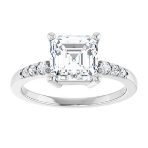 Platinum 7x7 mm Asscher Ring Mounting – image 5