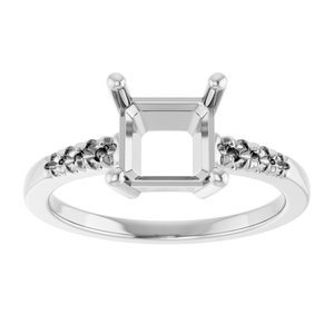 14K X1 White Gold 7x7 mm Asscher Ring Mounting – image 6