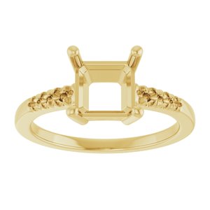 14K Yellow Gold 7x7 mm Asscher Ring Mounting – image 6