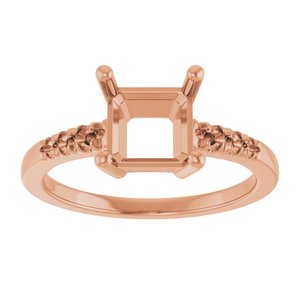 14K Rose Gold 7x7 mm Asscher Ring Mounting – image 6