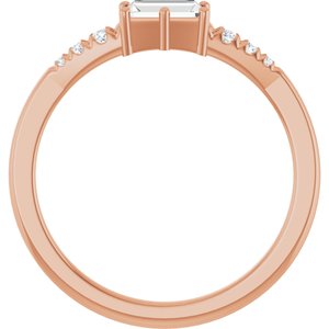 18K Rose Gold 5x2.5 mm Straight Baguette Ring Mounting – image 3